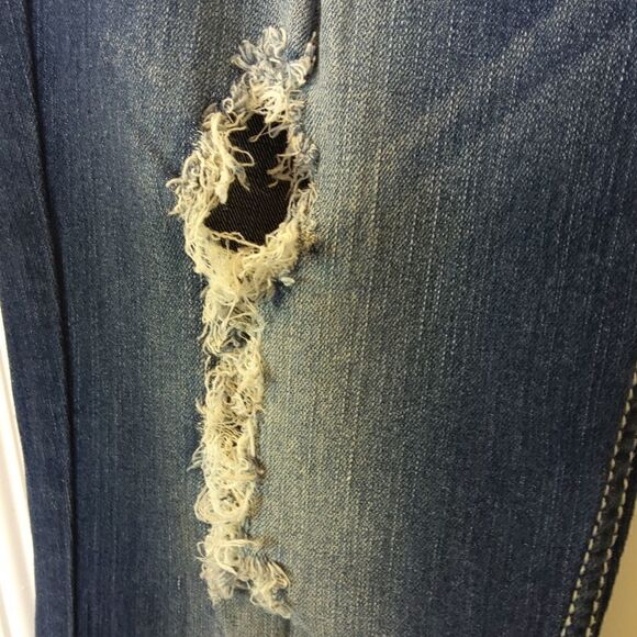 Twenty-one black five pocket distressed curvy slim bootcut jeans - Picture 8 of 16